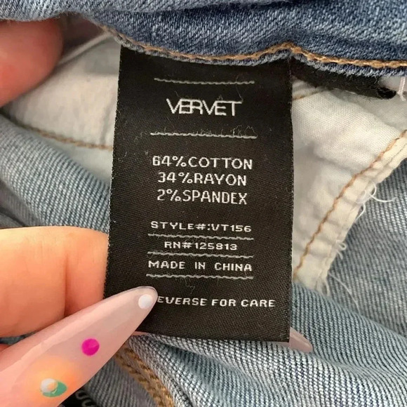 Vervet Rhinestone Denim Cut Off Shorts - Picture 6 of 7